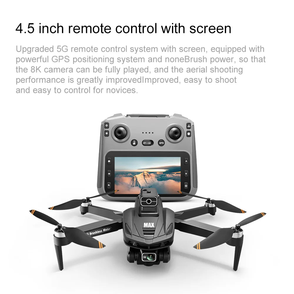 V168 PRO MAX GPS Drone Professional 8K Camera Aerial FPV Brush Avoiding Obstacle with Large Screen Remote Control Folding Drone