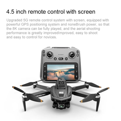 V168 PRO MAX GPS Drone Professional 8K Camera Aerial FPV Brush Avoiding Obstacle with Large Screen Remote Control Folding Drone