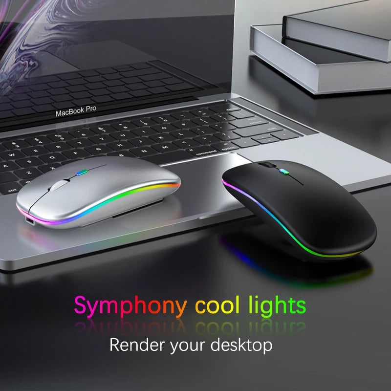 Tablet Phone Computer Bluetooth Wireless Mouse Rechargeable RGB Backlight Mice for iPad PC Laptop Tablet Phone 2.4GHz USB Mouse
