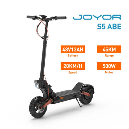 JOYOR S5 (ABE) For Adults EScooter 500W Motor 48V13AH Battery City Commuting E-Scooter 10 Inch Air Tire Electric Scooter