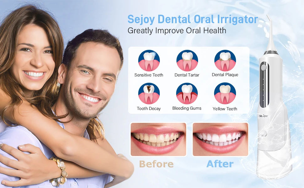 Sejoy Cordless Electric Water Flossers for Teeth Water Dental Flosser Portable Oral Irrigator Rechargeable