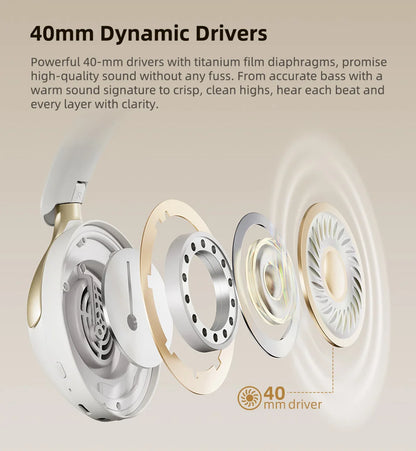 QCY H3 Pro ANC Wireless Bluetooth Headphone Hi-Res Spatial Audio Earphone with LDAC 50dB Active Noise Canceling Over Ear Headset