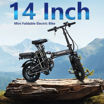 14 inch Electric Bike Folding 400W 48V 10AH 15AH Adults Ebike City Bicycle LED Turn Signal Lights 5 Shock Absorption