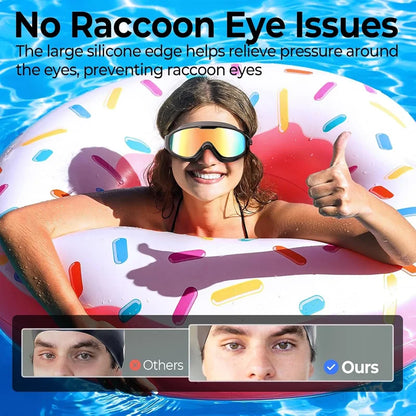 Large Frame Adult Swim Goggles Anti-Fog Wide View Coated Lens UV Protection Pool Swimming Glasses for Adult Youth Men Women