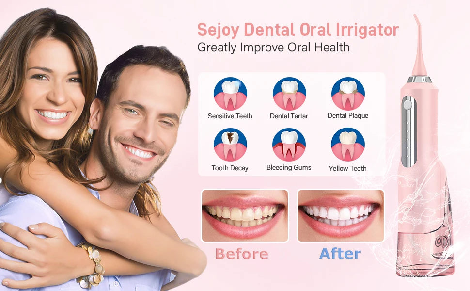 Sejoy Cordless Electric Water Flossers for Teeth Water Dental Flosser Portable Oral Irrigator Rechargeable