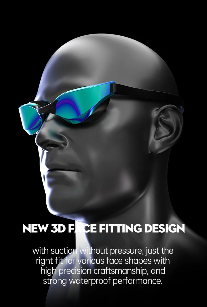 JSJM Professional Adult Anti-Fog Swimming Goggles Men Women With HD Wide-Angle Lens  Waterproof Adjustable Silicone Swim Glasses