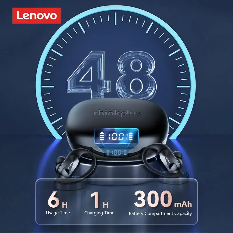Ship From US Lenovo LP75 Bluetooth 5.3 Headphones Wireless Music Earphones LED Digital Display Noise Reduction Game Earbuds New