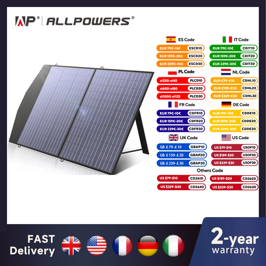 ALLPOWERS 400W / 200W / 140W / 100W / 60W Solar Charger，Portable Waterproof Foldable Solar Panel for Camping RV Garden Roof