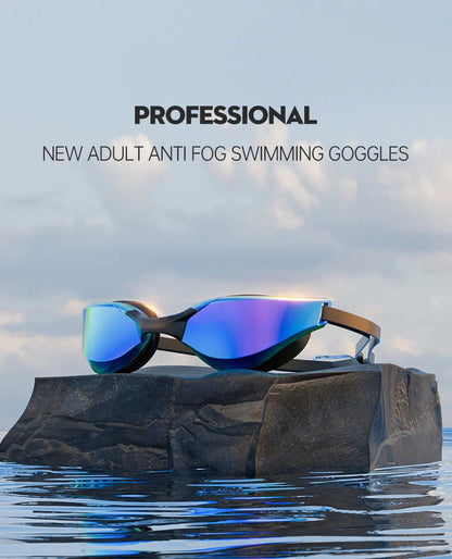 JSJM Professional Adult Anti-Fog Swimming Goggles Men Women With HD Wide-Angle Lens  Waterproof Adjustable Silicone Swim Glasses