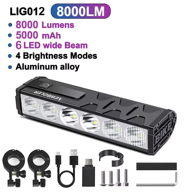 NEWBOLER Bicycle Light Front 10000Lumen Bike Light 10000mAh Waterproof Flashlight USB Charging MTB Road Cycling Lamp Accessories