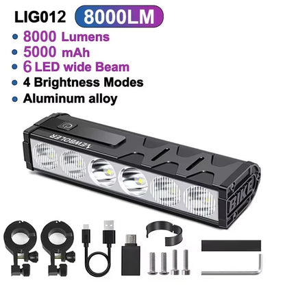 NEWBOLER Bicycle Light Front 10000Lumen Bike Light 10000mAh Waterproof Flashlight USB Charging MTB Road Cycling Lamp Accessories