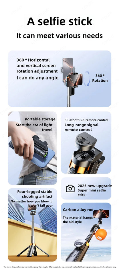 Super Mini Selfie Stick Portable Phone Holder Shooting Aid Versatile Integrated Design Bluetooth Remote For Live Broadcas