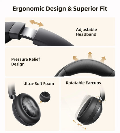 QCY H3 Pro ANC Wireless Bluetooth Headphone Hi-Res Spatial Audio Earphone with LDAC 50dB Active Noise Canceling Over Ear Headset