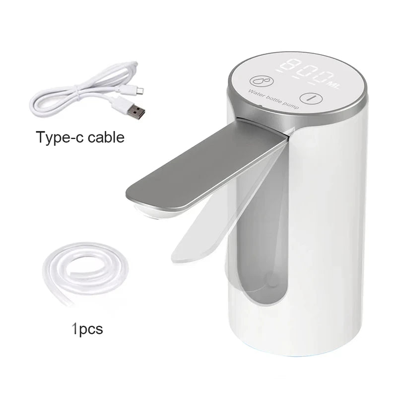 LED Display Water Bottle Pump Foldable Electric 1200mah Type C Rechargeable Automatic Stop Touch Button 3 Quantitative Settings
