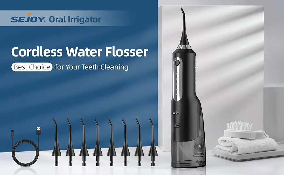 Sejoy Cordless Electric Water Flossers for Teeth Water Dental Flosser Portable Oral Irrigator Rechargeable