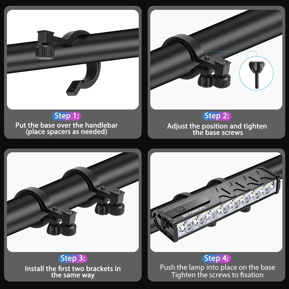 NEWBOLER Bicycle Light Front 10000Lumen Bike Light 10000mAh Waterproof Flashlight USB Charging MTB Road Cycling Lamp Accessories