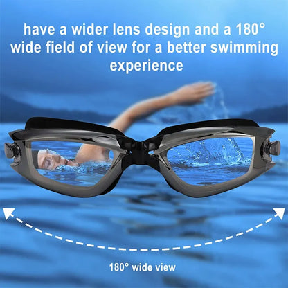 Swimming Goggles Adult Myopia Swimming Goggles One-piece Earplugs Electroplating Anti-fog High-definition Swimming Goggles